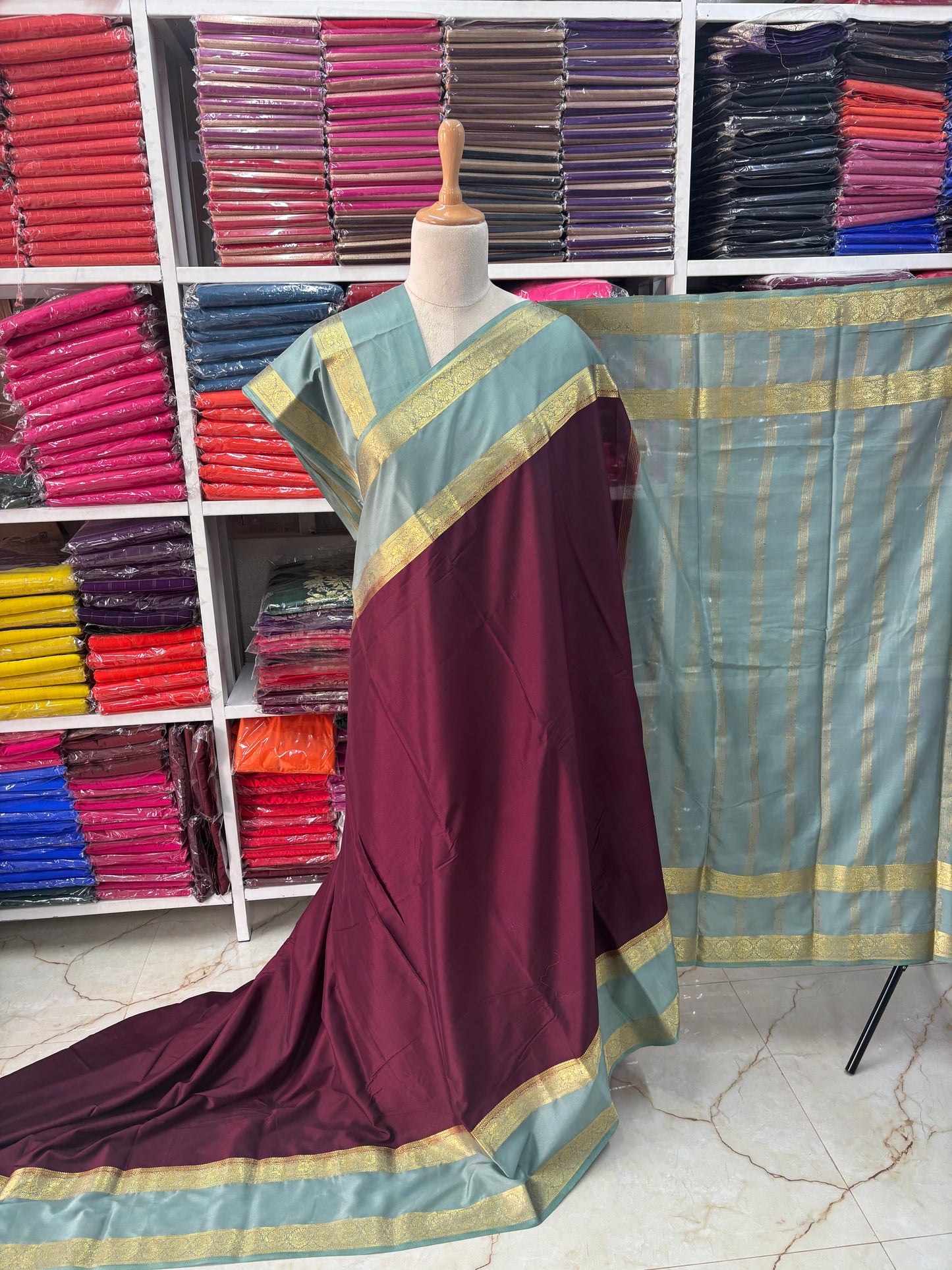 Semi Mysore Crepe (Premium, Floral Bentex Border)