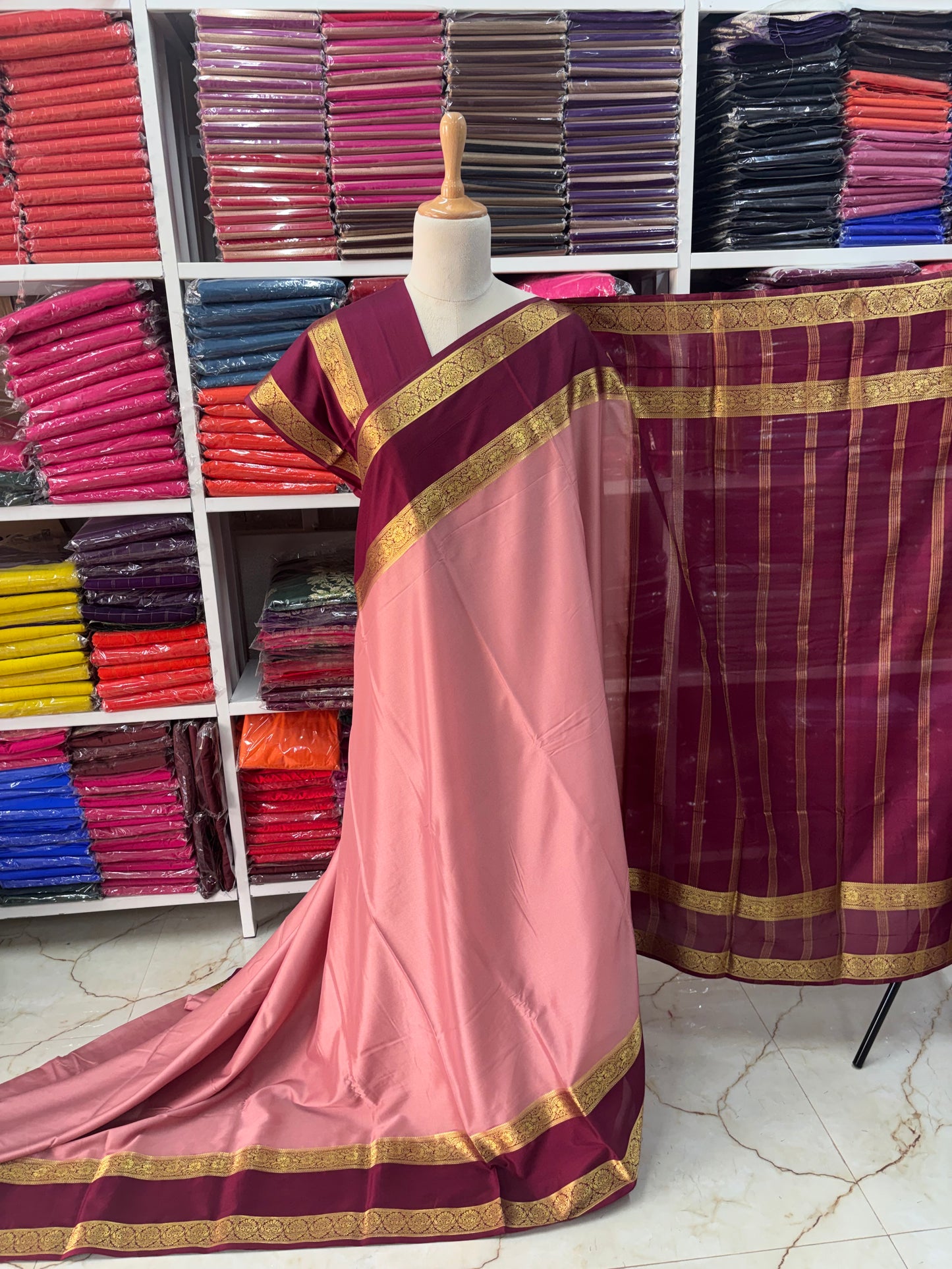 Semi Mysore Crepe (Premium, Floral Bentex Border)