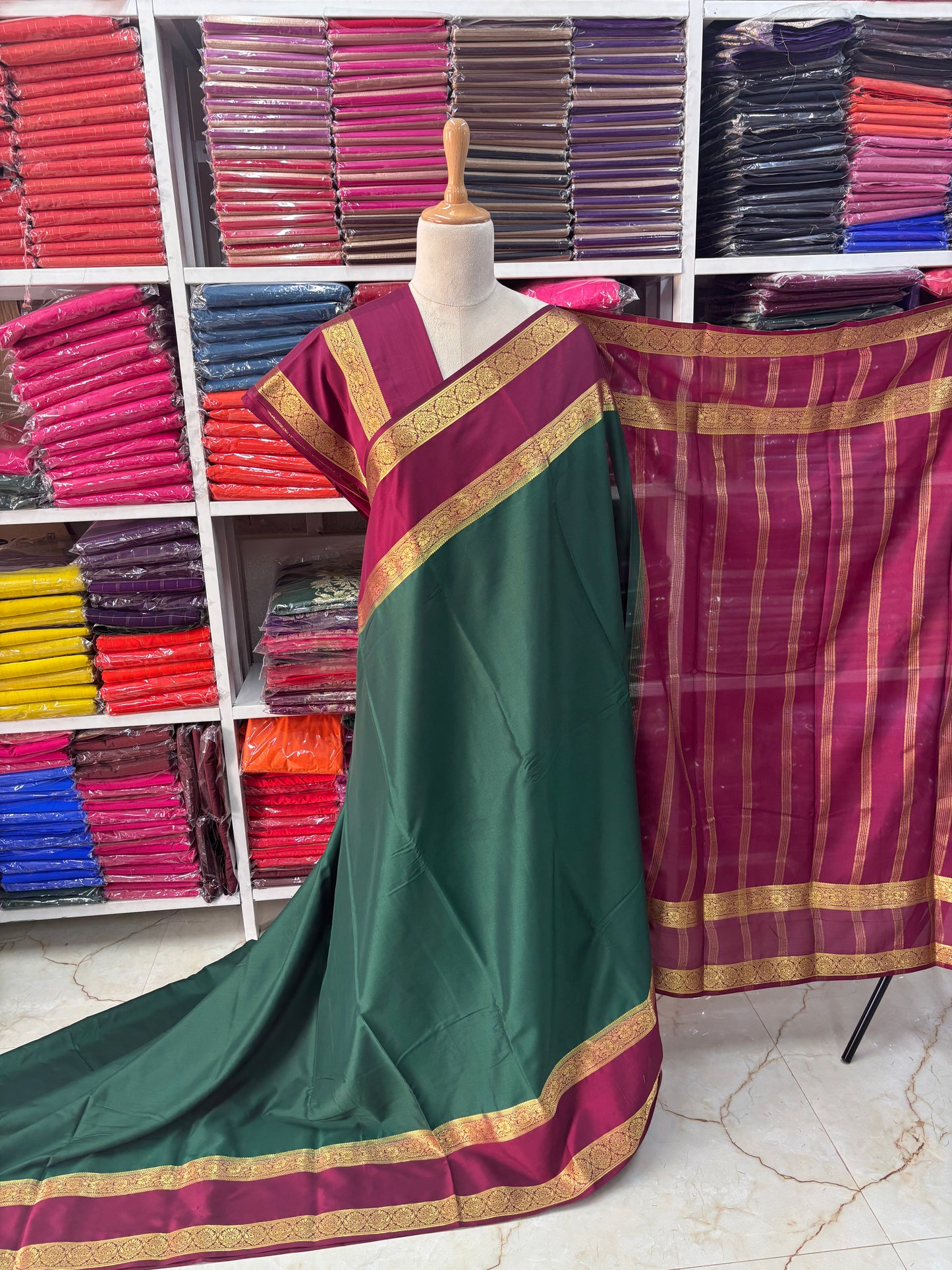 Semi Mysore Crepe (Premium, Floral Bentex Border)