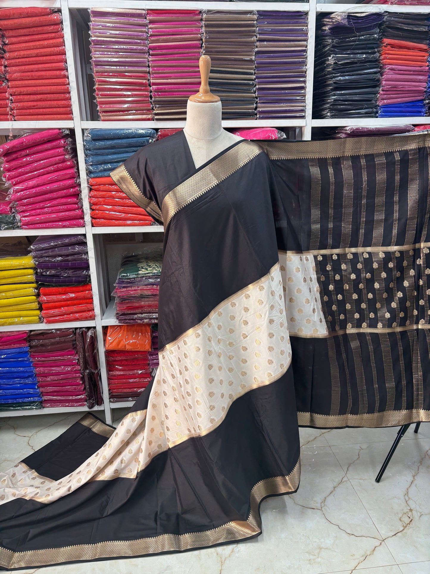 Semi Mysore Crepe (Premium, Half and Half)