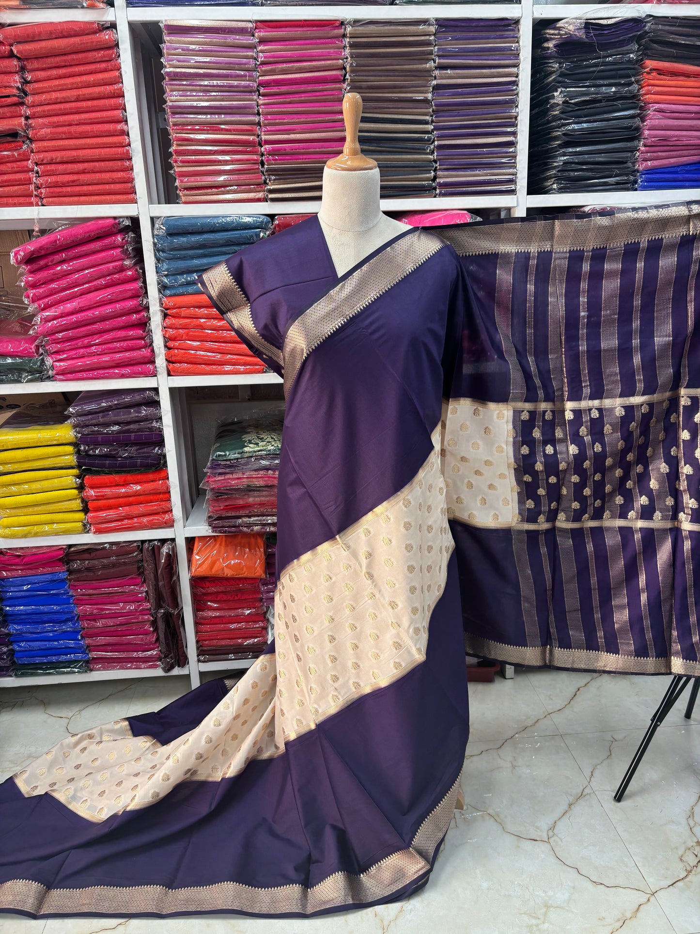 Semi Mysore Crepe (Premium, Half and Half)