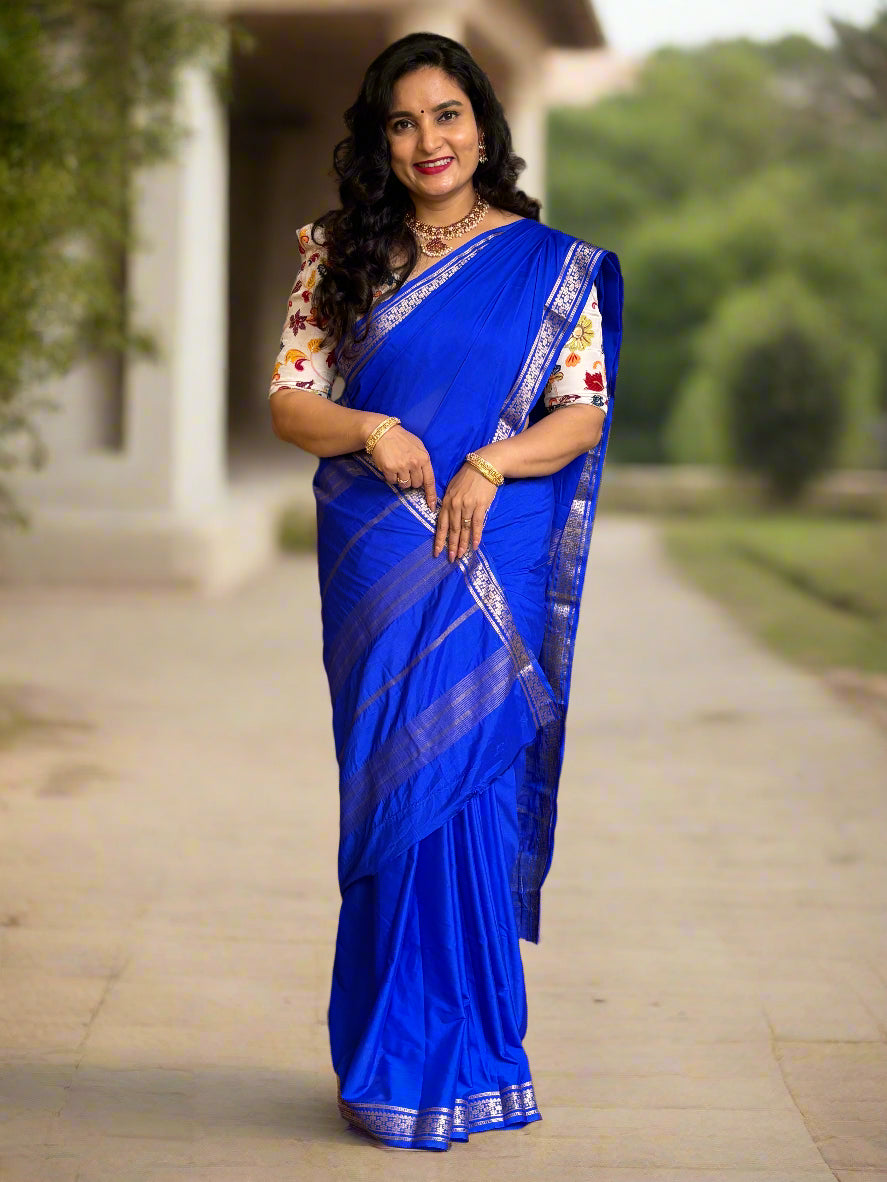 Semi Mysore Crepe (Self, Small Bentex Floral Border)