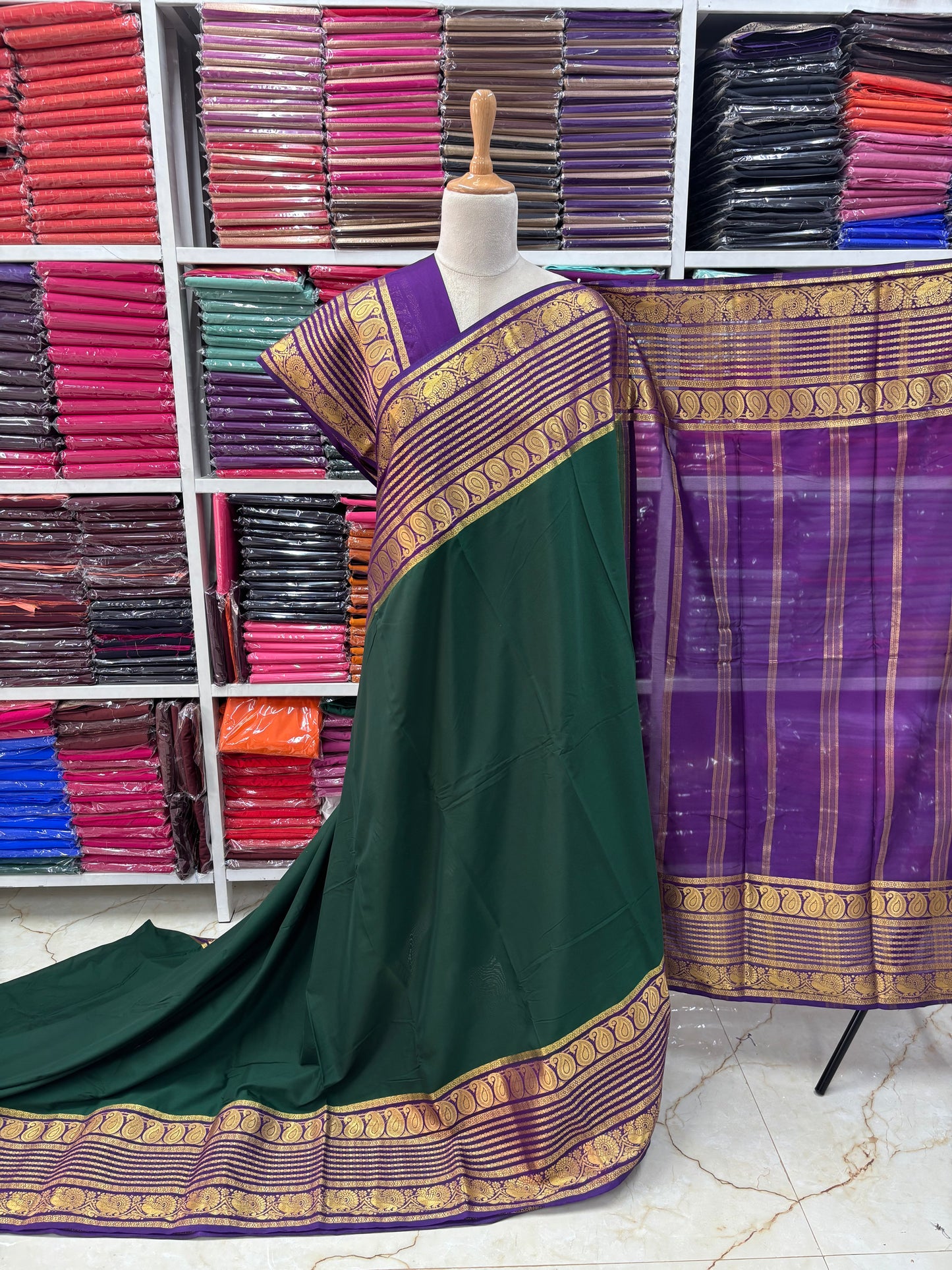 Semi Mysore Crepe (Mango, Rudrakshi, Mayuri Border)