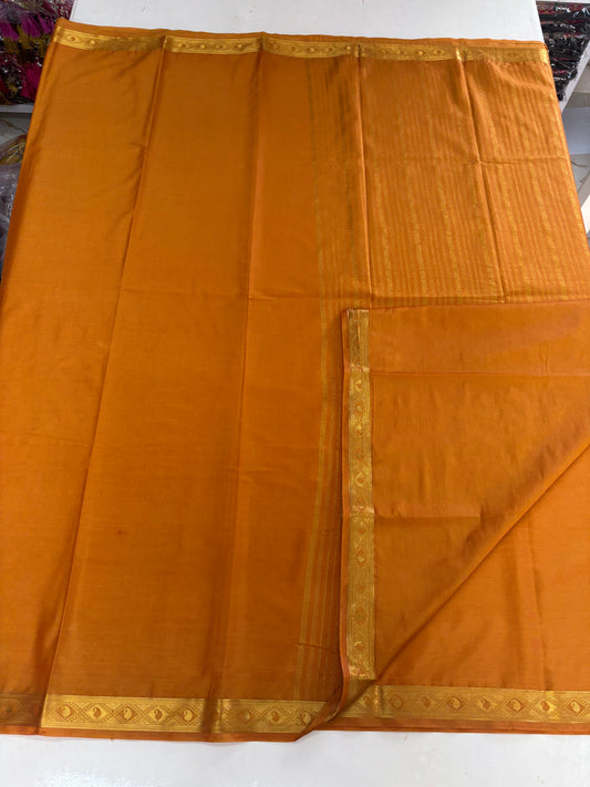 Semi Mysore Crepe (Self, Diamond and Mango 1 inch Border)