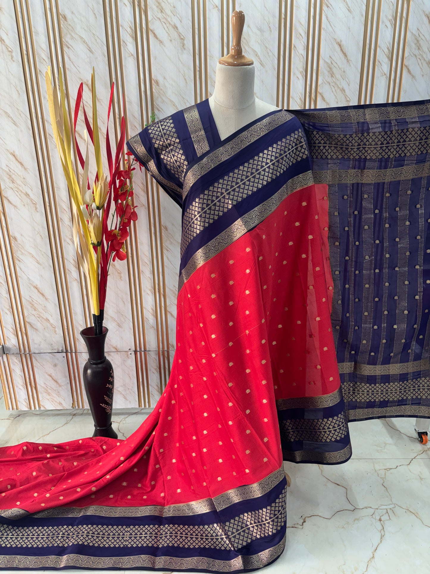 Semi Mysore Crepe (Premium, Triple Bentex Border)