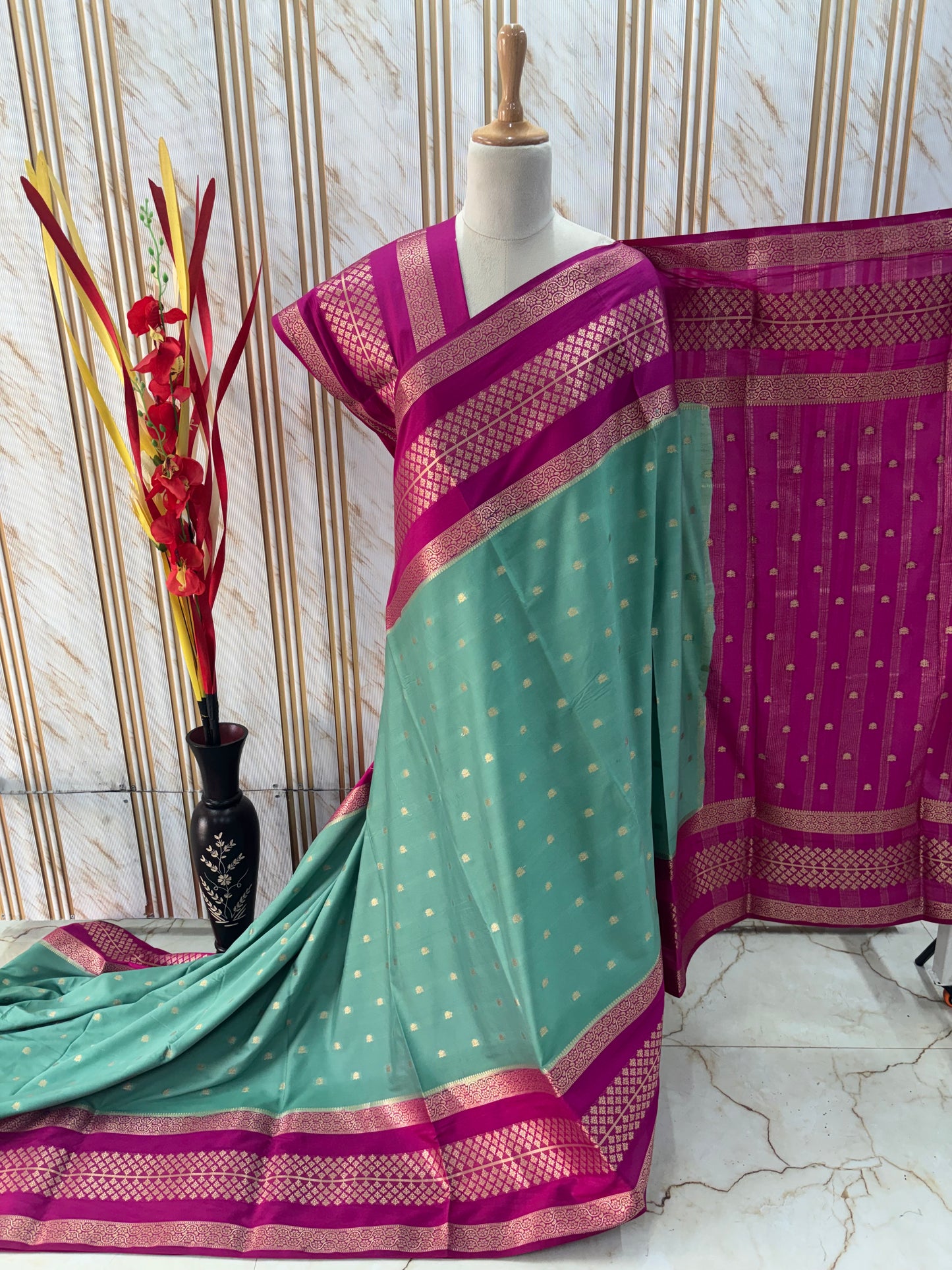 Semi Mysore Crepe (Premium, Triple Bentex Border)