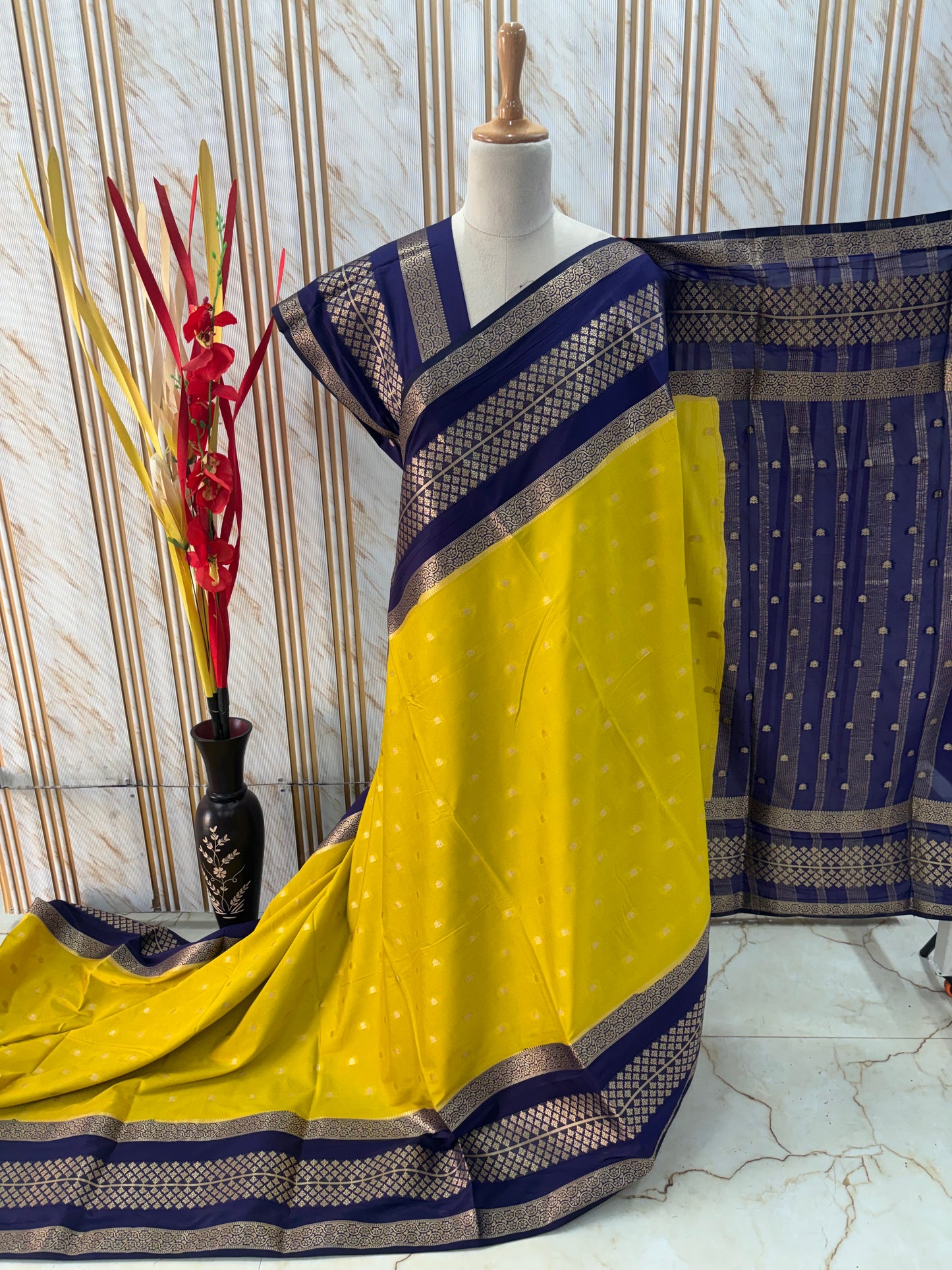 Semi Mysore Crepe (Premium, Triple Bentex Border)