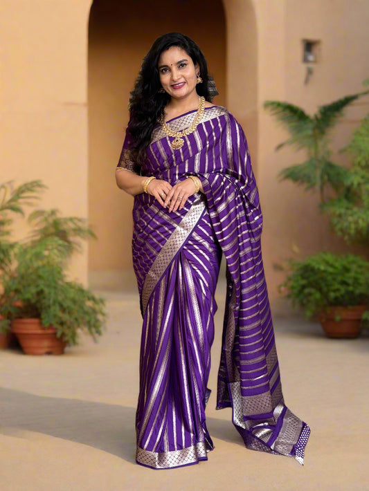 Semi Mysore Crepe (Self, Premium, Brocade Lines)