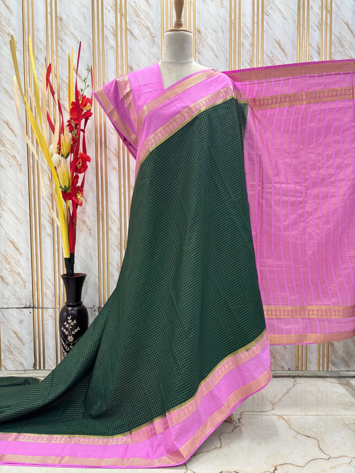 Semi Mysore Crepe (Checks Mango Bentex)