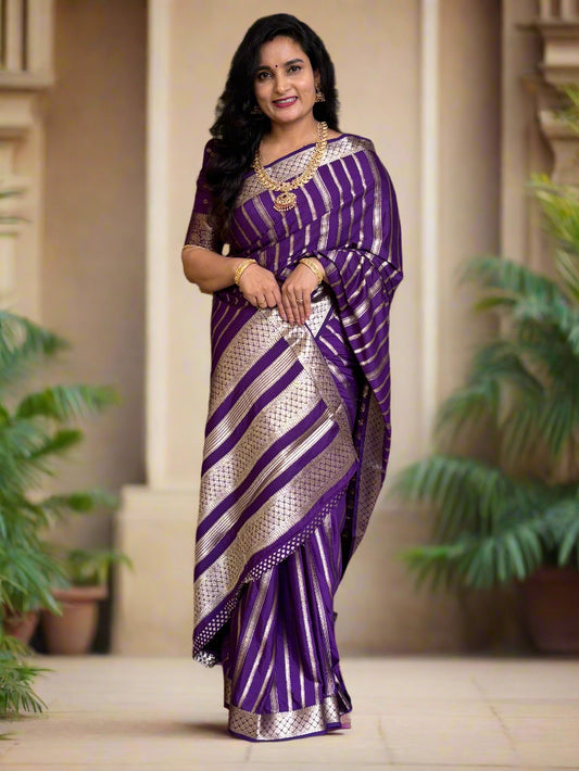 Semi Mysore Crepe (Self, Premium, Brocade Lines)