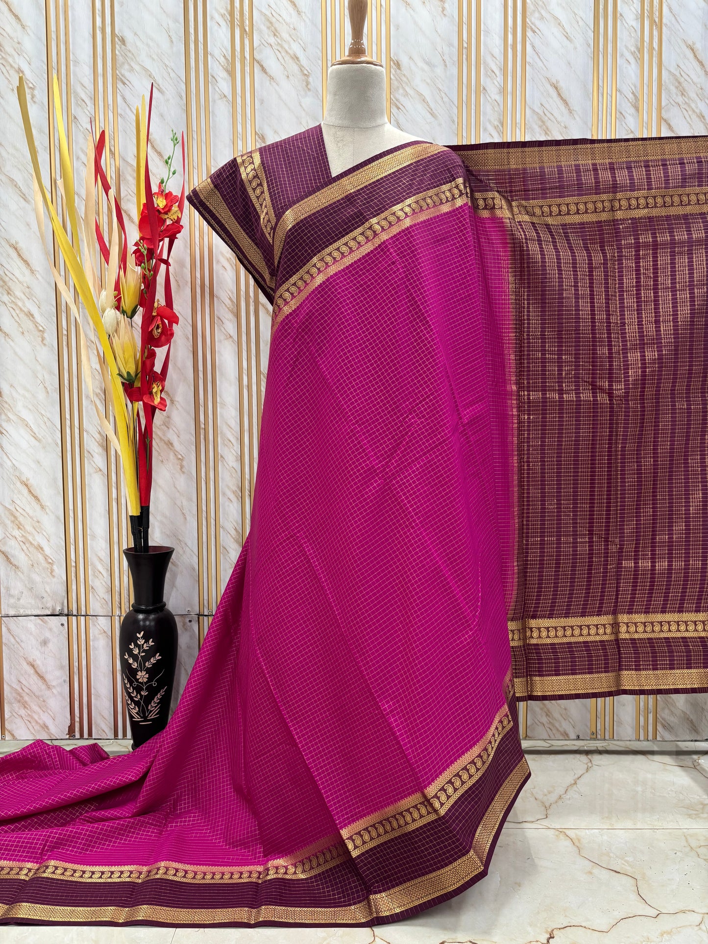 Semi Mysore Crepe (Checks Mango Bentex)