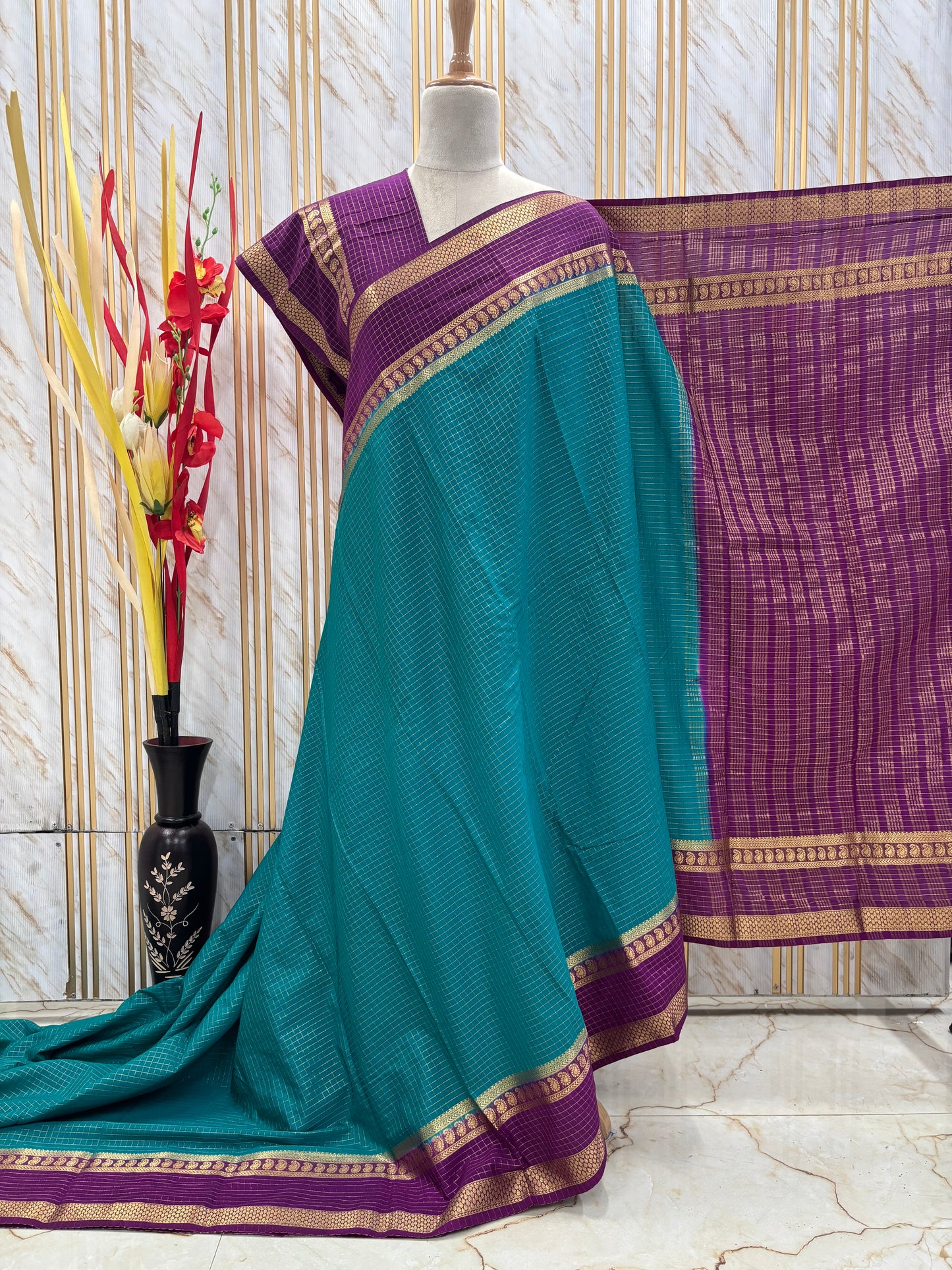 Semi Mysore Crepe (Checks Mango Bentex)