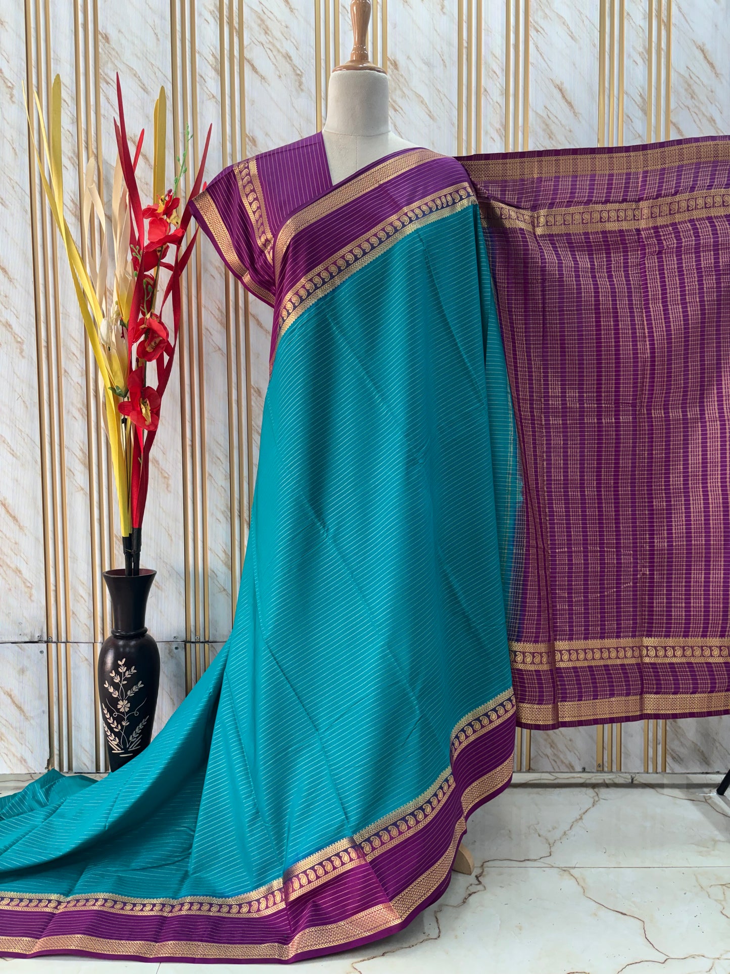 Semi Mysore Crepe (Checks Mango Bentex)