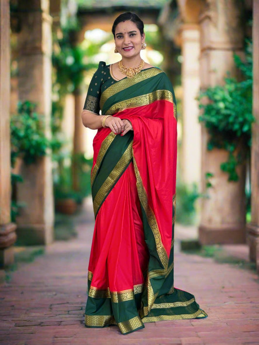 Semi Mysore Crepe (Big Floral Bentex Border)
