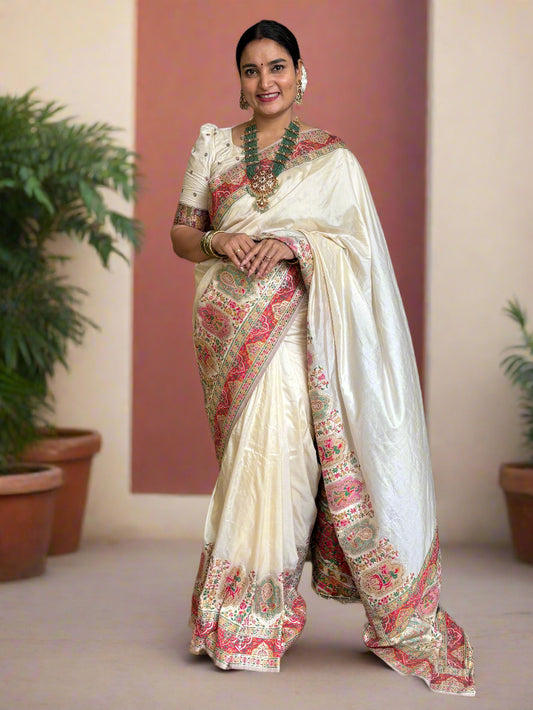 Kashmiri Pashmina Saree (Dandiya and Horse Riding Weaves)