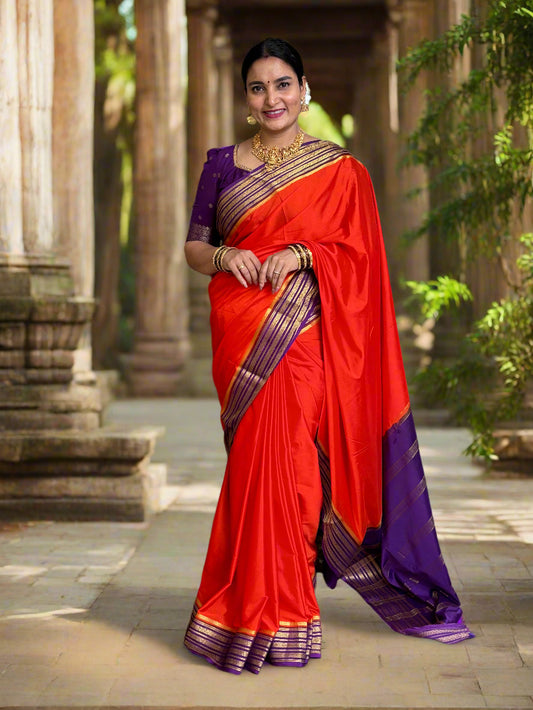 Semi Mysore Crepe (3 lines floral border)