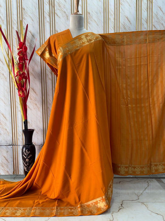 Semi Mysore Crepe (Self, Medium Gandabherunda Border)