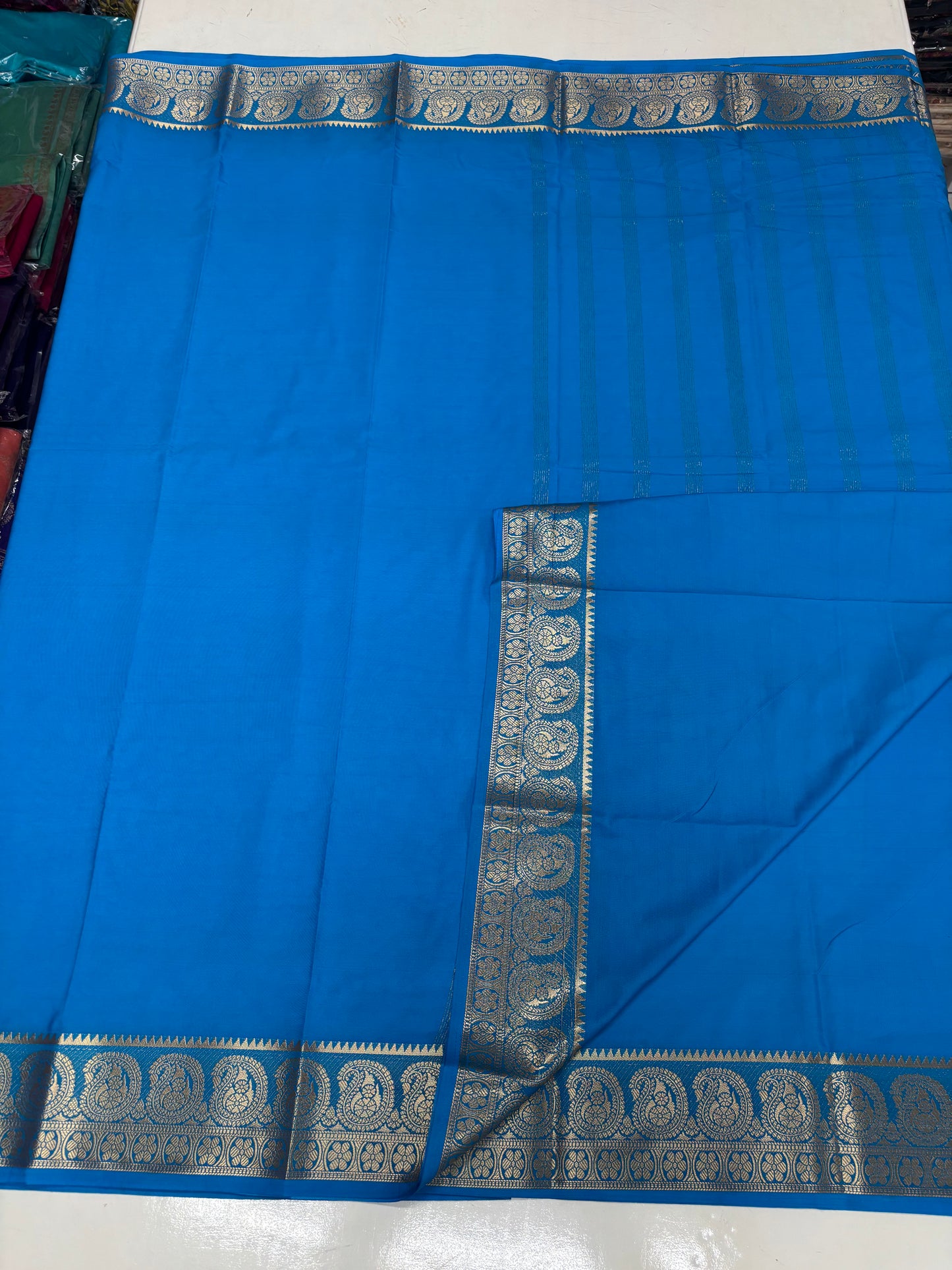 Semi Mysore Crepe (Self, Super Premium, Mango Border)