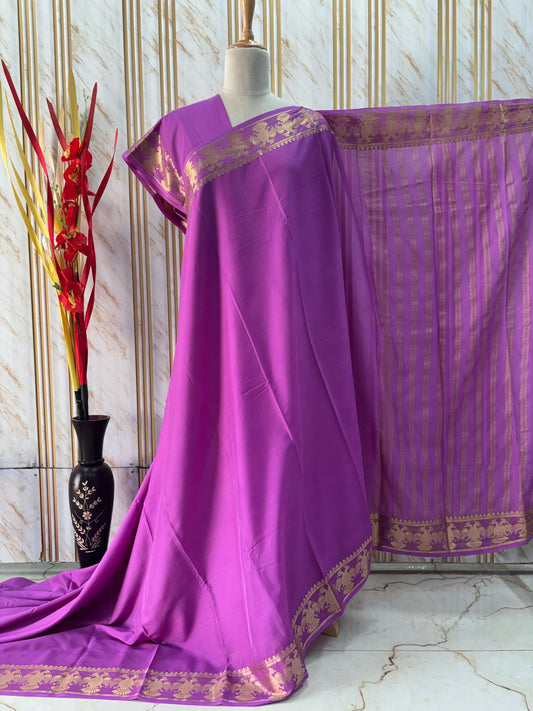 Semi Mysore Crepe (Self, Medium Gandabherunda Border)