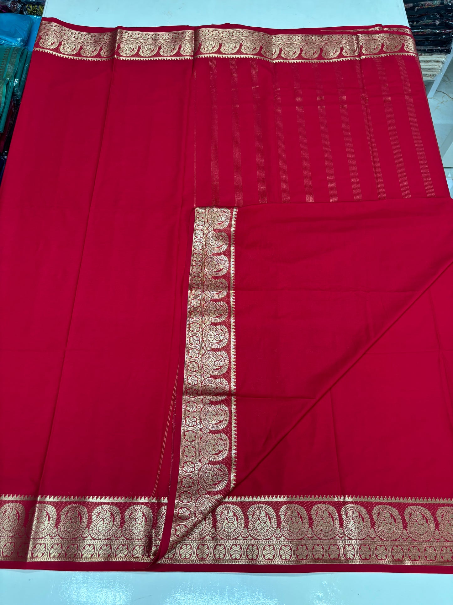 Semi Mysore Crepe (Self, Super Premium, Mango Border)
