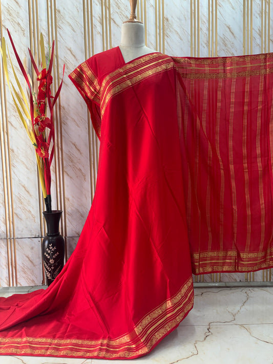 Semi Mysore Crepe (Medium, Floral Bentex Border)