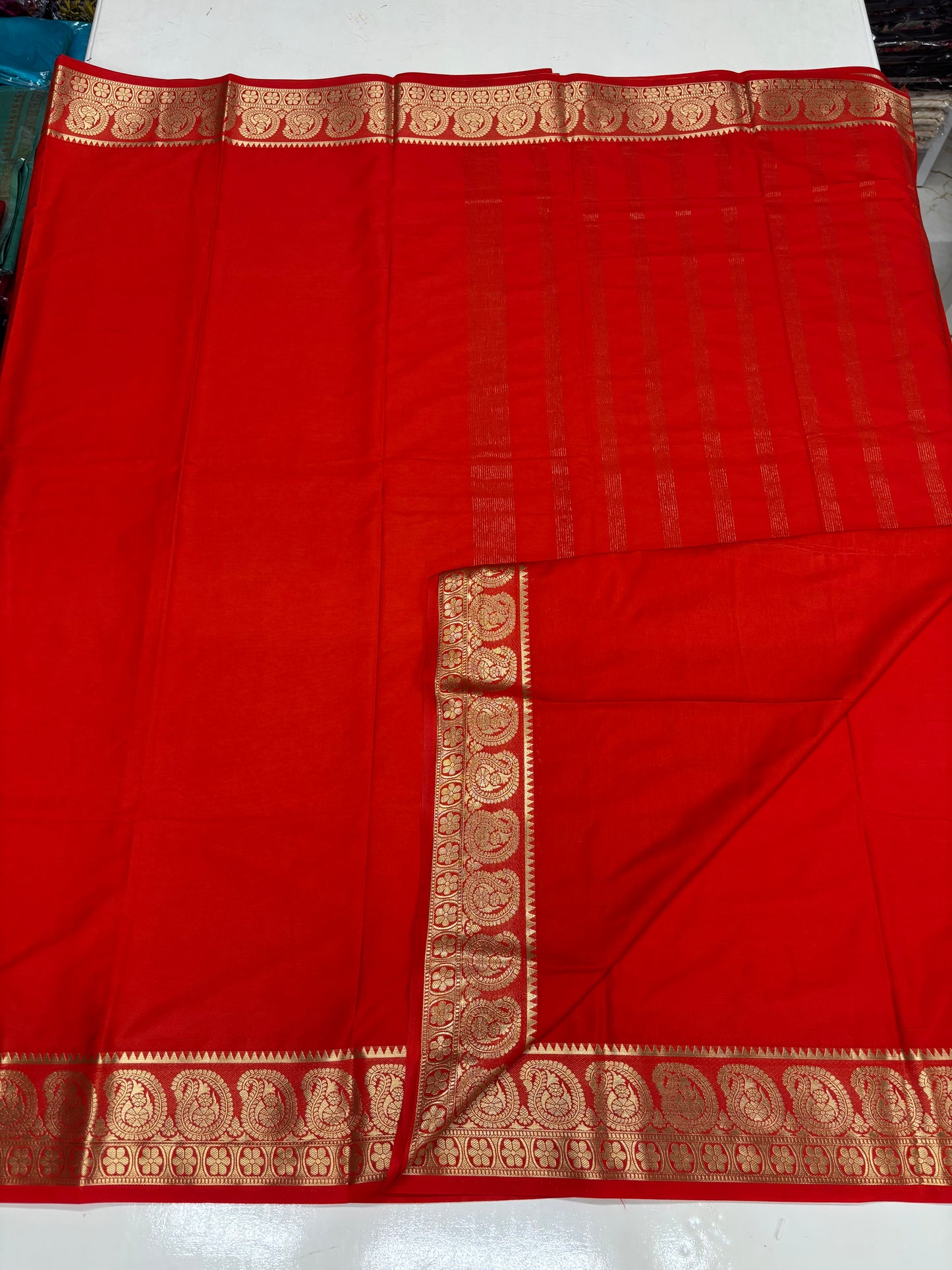 Semi Mysore Crepe (Self, Super Premium, Mango Border)