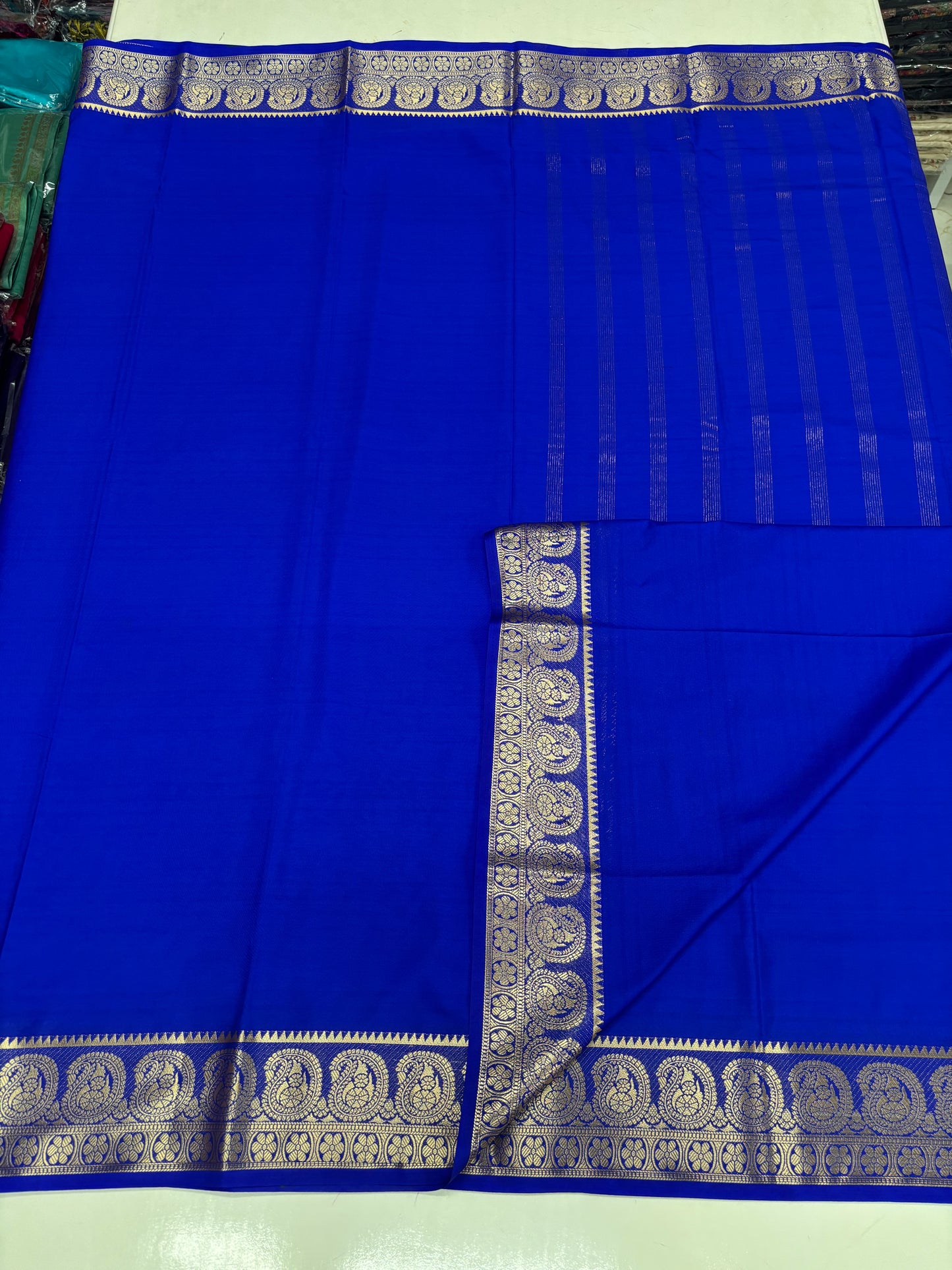 Semi Mysore Crepe (Self, Super Premium, Mango Border)