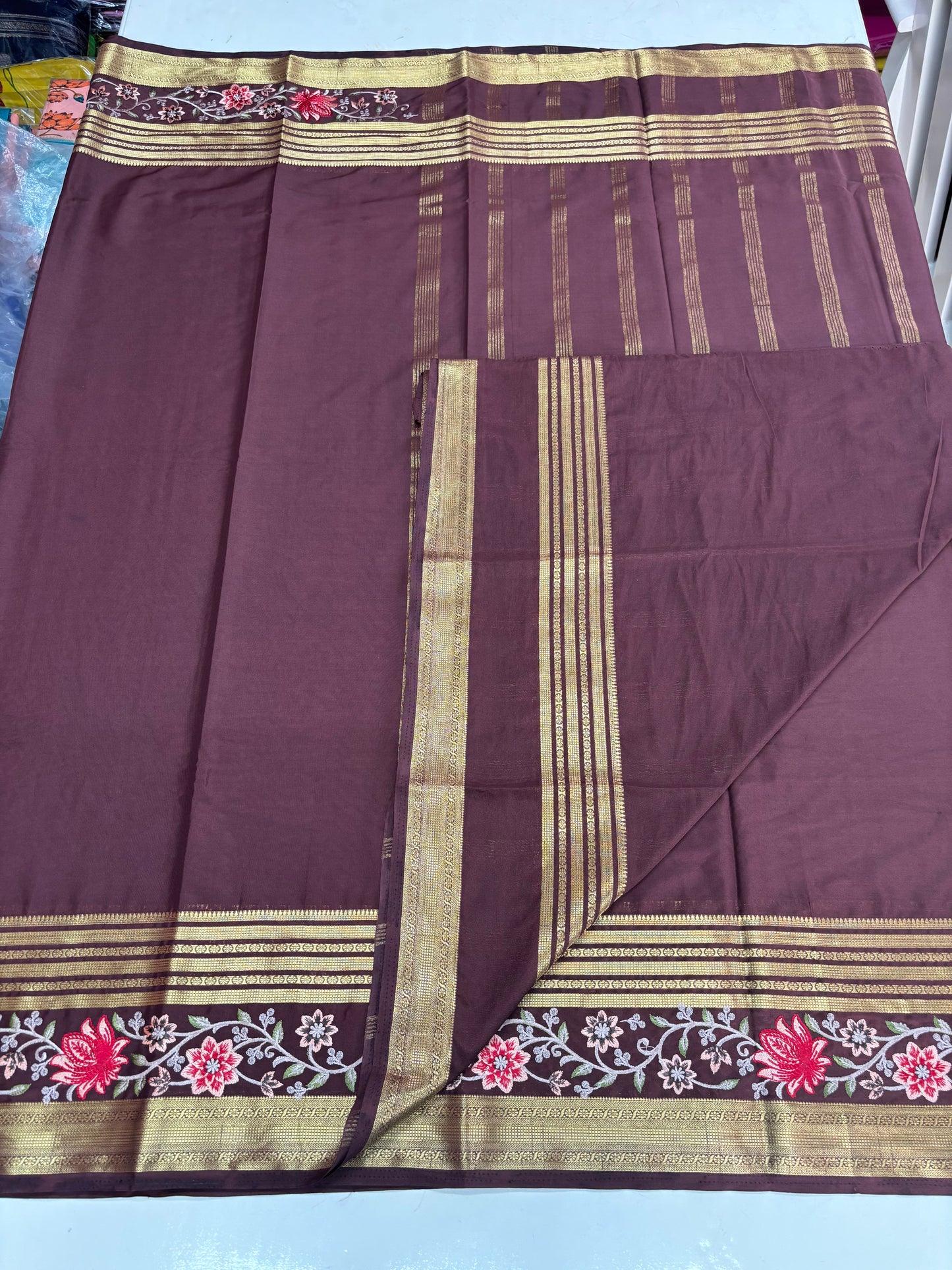Semi Mysore Crepe (Self, Big Bentex, Embroidery)