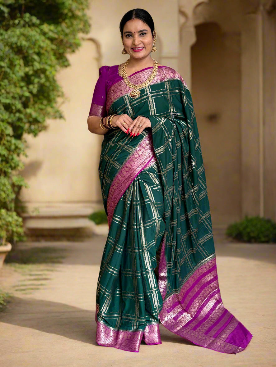 Semi Mysore Crepe (Premium, Rich Checks and Grand Chit Pallu)