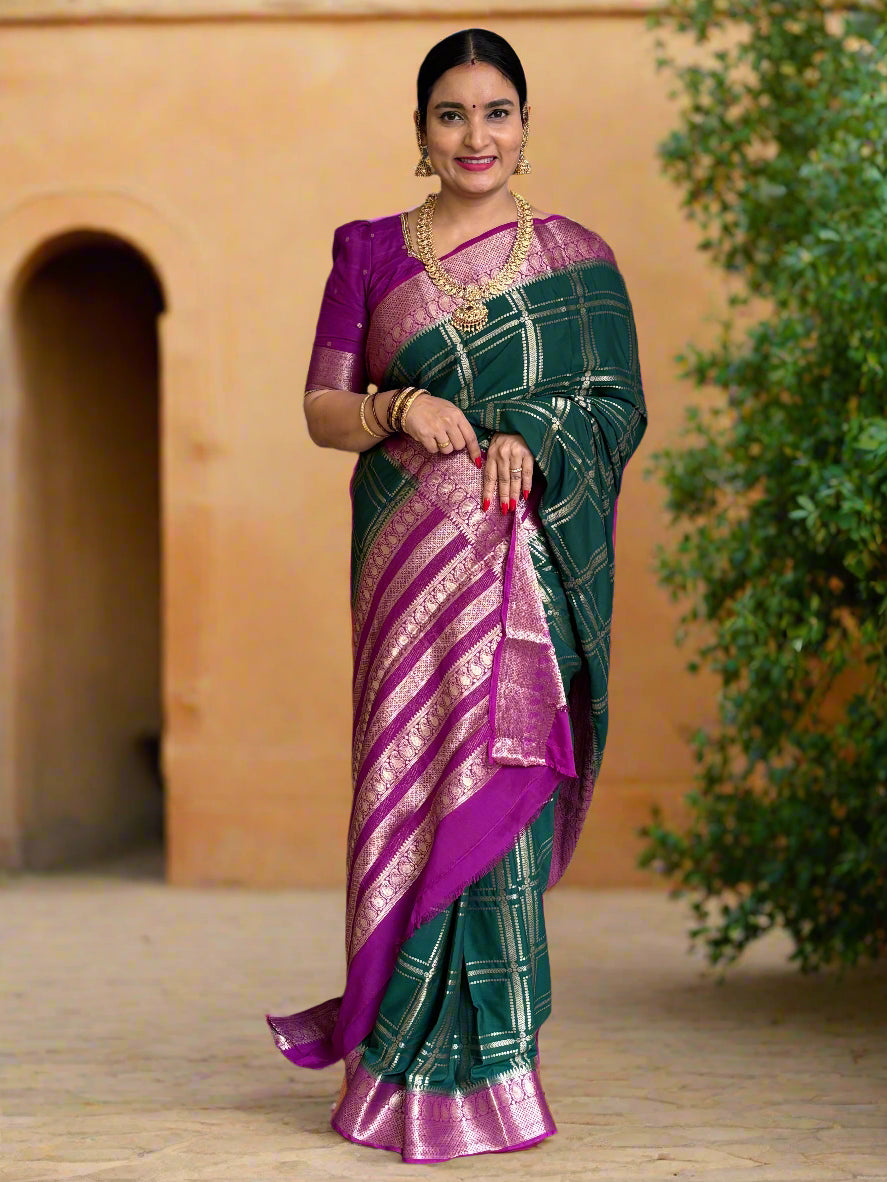 Semi Mysore Crepe (Premium, Rich Checks and Grand Chit Pallu)