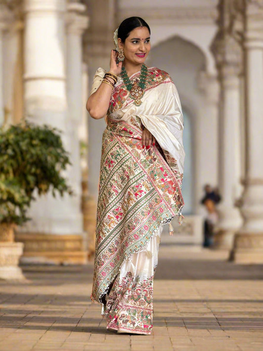 Kashmiri Pashmina Saree (Elephants Border)