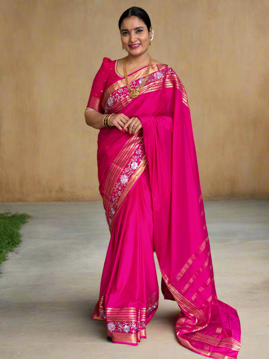 Semi Mysore Crepe (Self, Big Bentex, Embroidery)