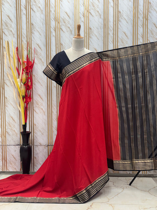 Semi Mysore Crepe (Marching Elephants Sequence Border)