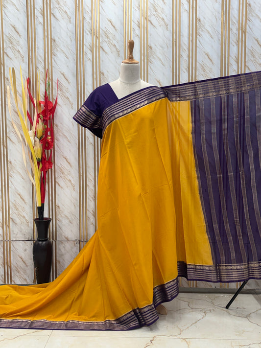 Semi Mysore Crepe (Marching Elephants Sequence Border)