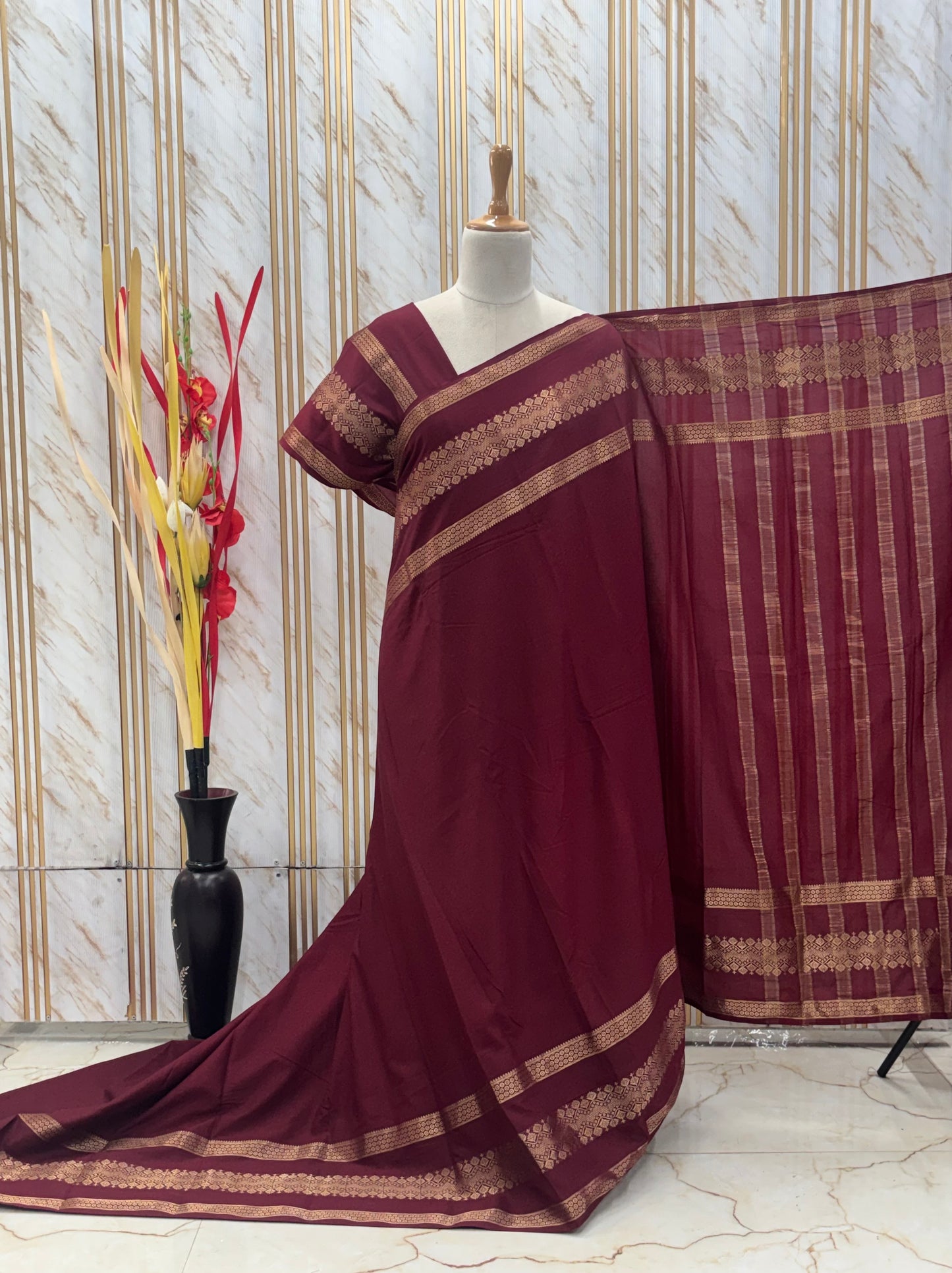 Semi Mysore Crepe (Big Triple Bentex Border)