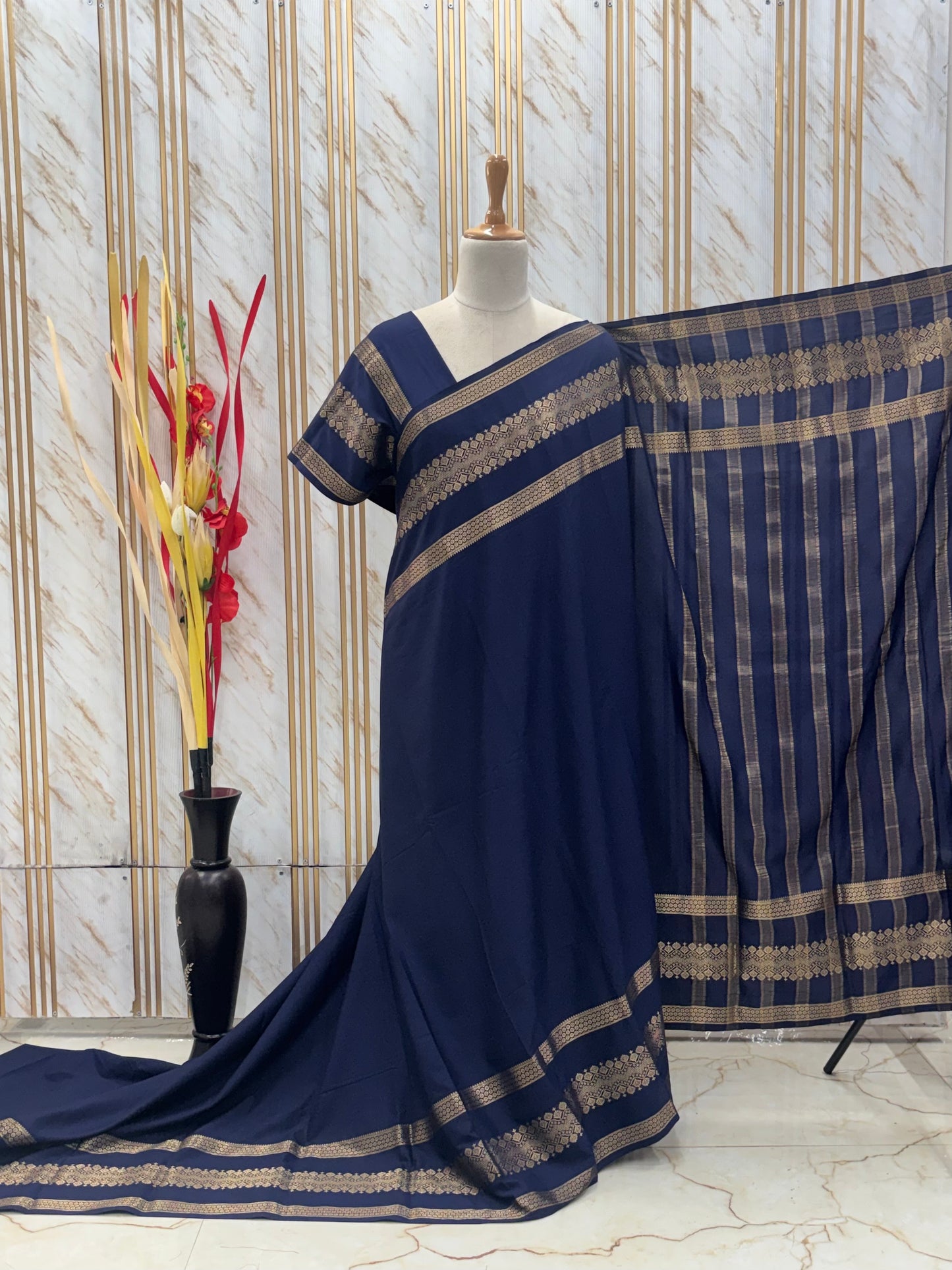 Semi Mysore Crepe (Big Triple Bentex Border)