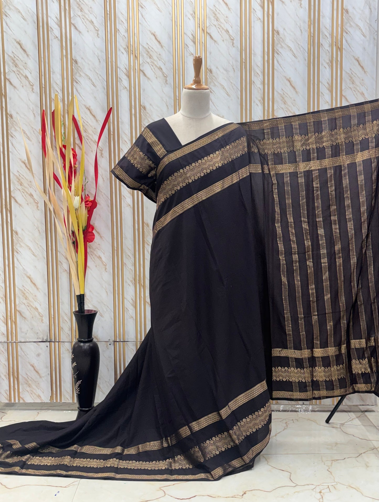 Semi Mysore Crepe (Big Triple Bentex Border)