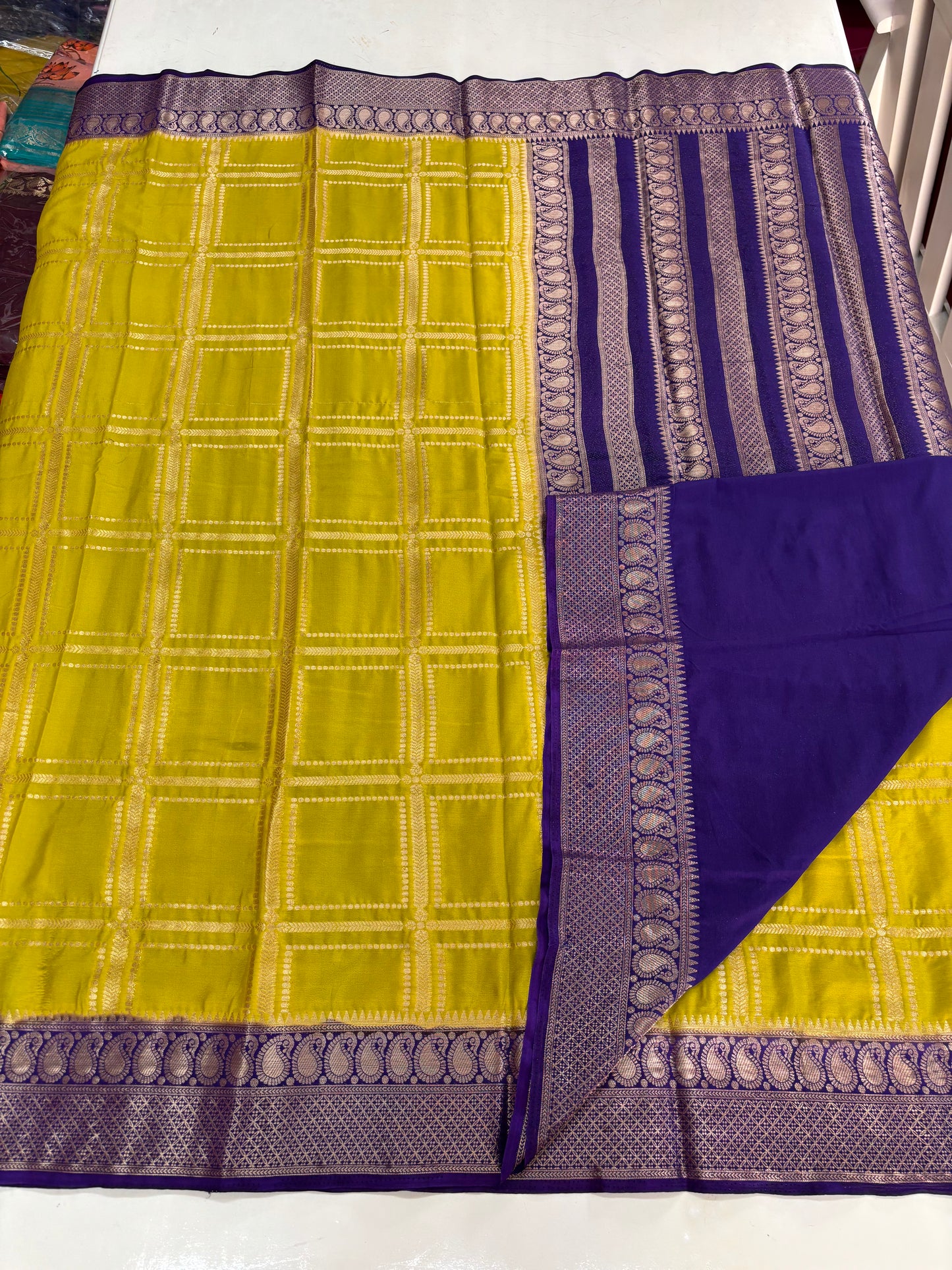Semi Mysore Crepe (Premium, Rich Checks and Grand Chit Pallu)