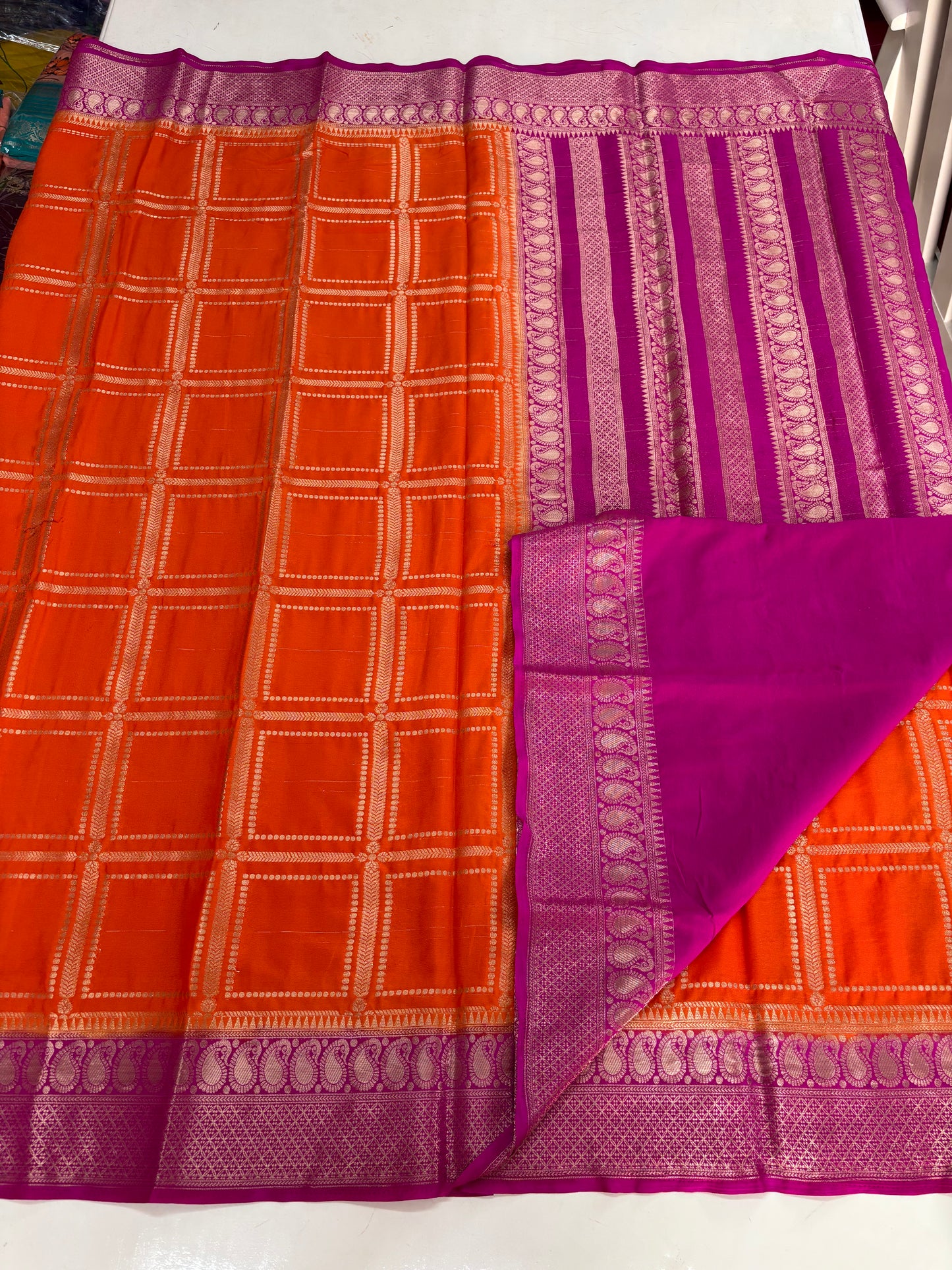 Semi Mysore Crepe (Premium, Rich Checks and Grand Chit Pallu)