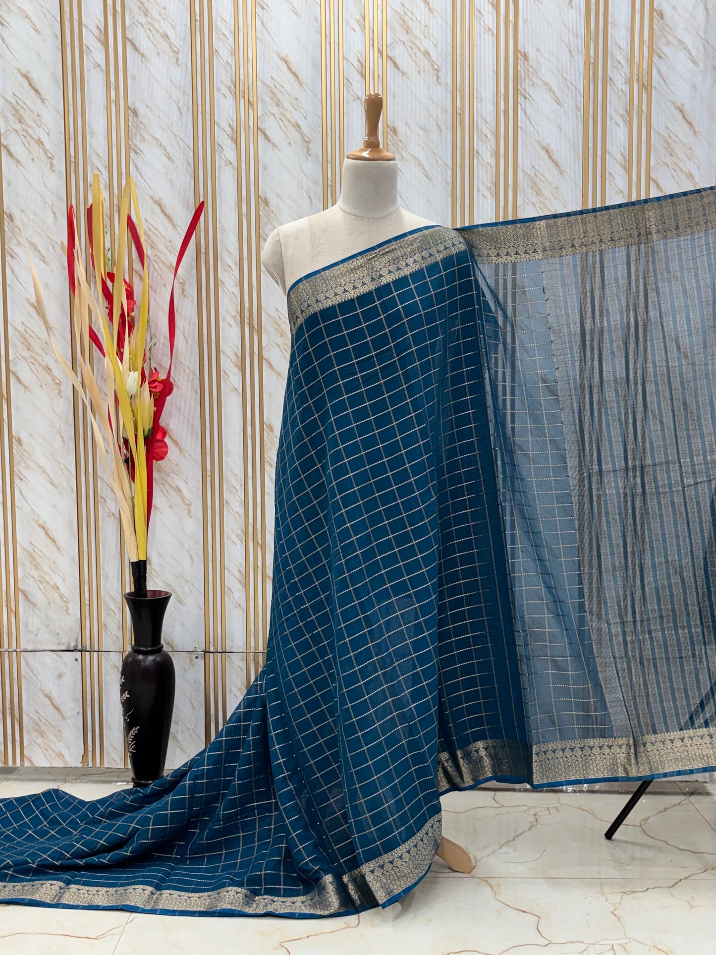 Georgette Chiffon (Checks, Brocade Blouse)