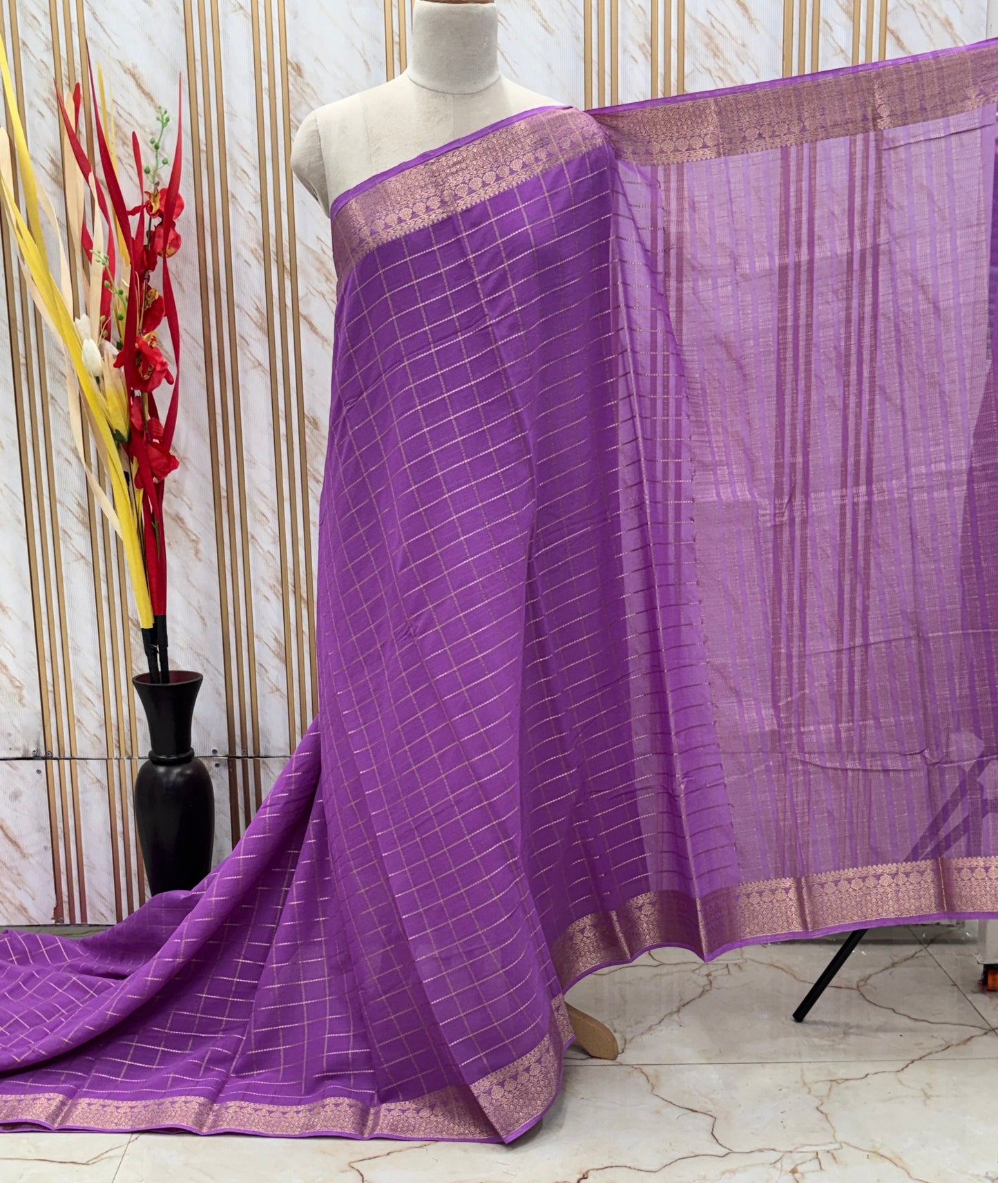 Georgette Chiffon (Checks, Brocade Blouse)