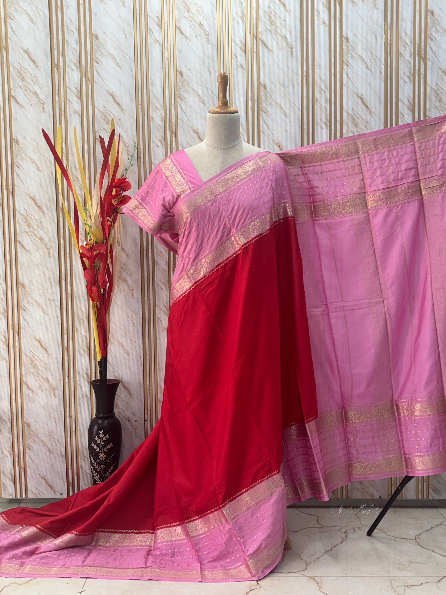 Semi Mysore Crepe (2D, Floral Bentex Border)