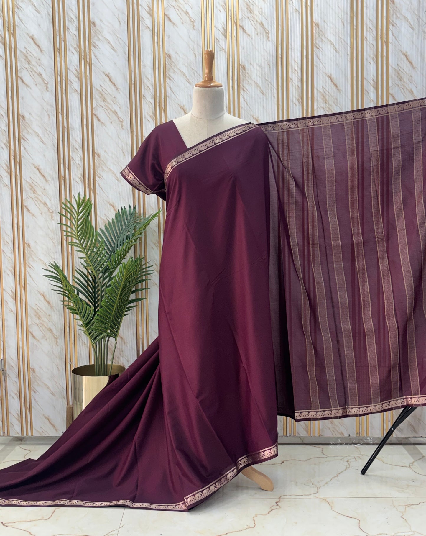 Semi Mysore Crepe (Self, Small Marching Elephants)