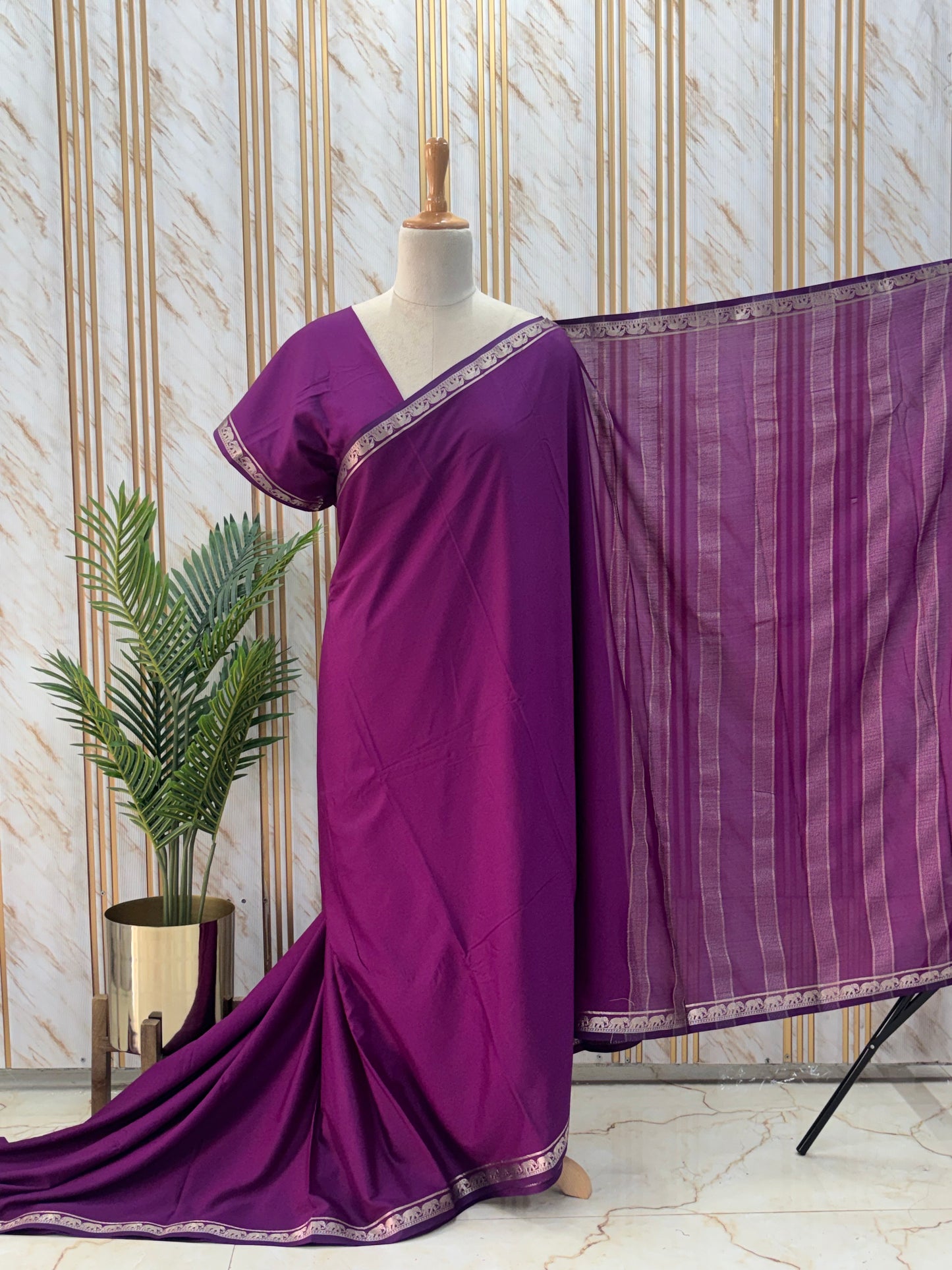 Semi Mysore Crepe (Self, Small Marching Elephants)