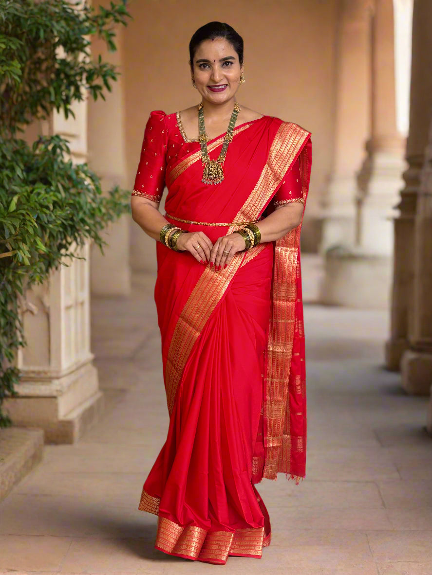 Semi Mysore Crepe (Self Sequence Mango Border)