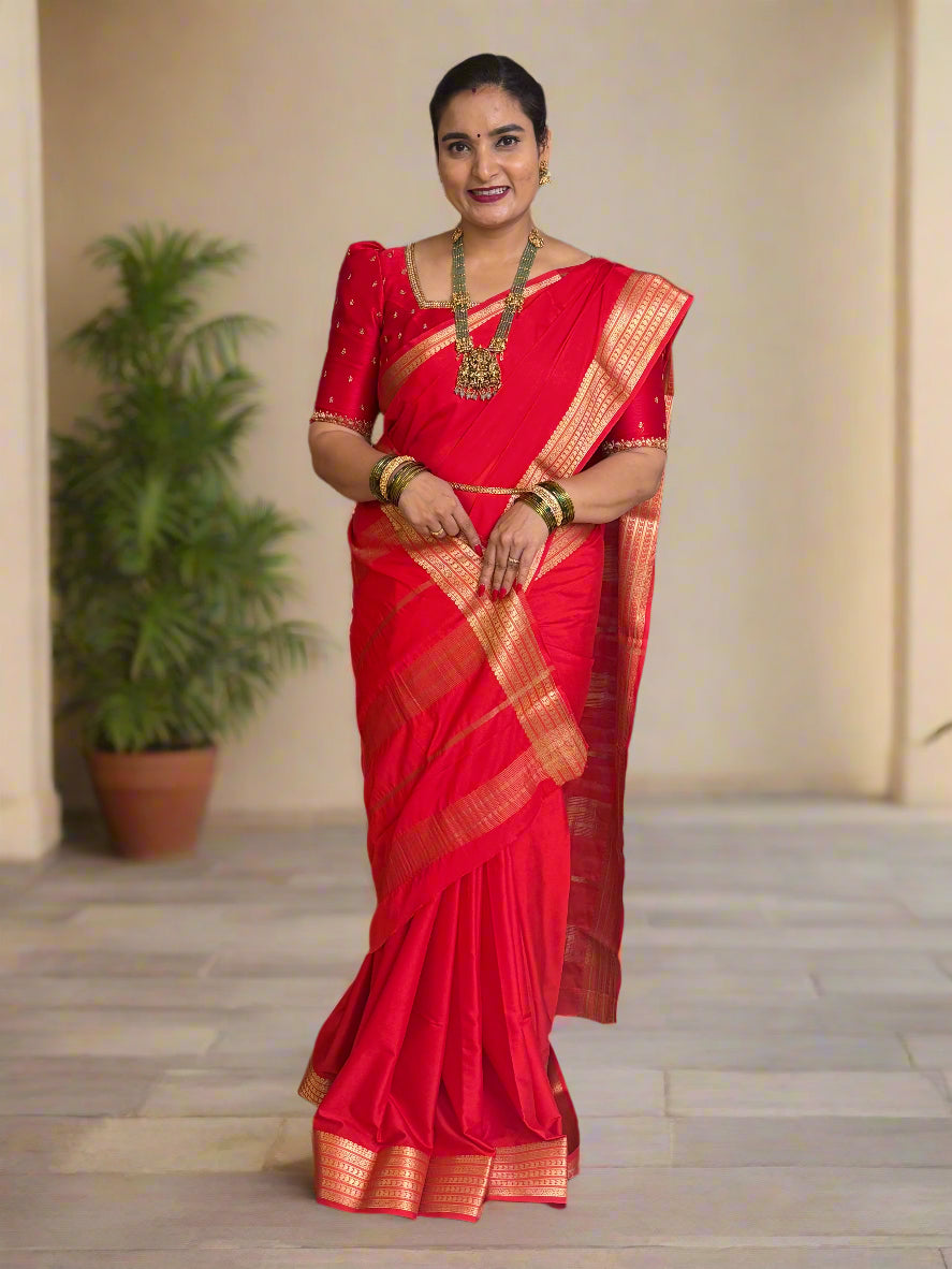 Semi Mysore Crepe (Self Sequence Mango Border)