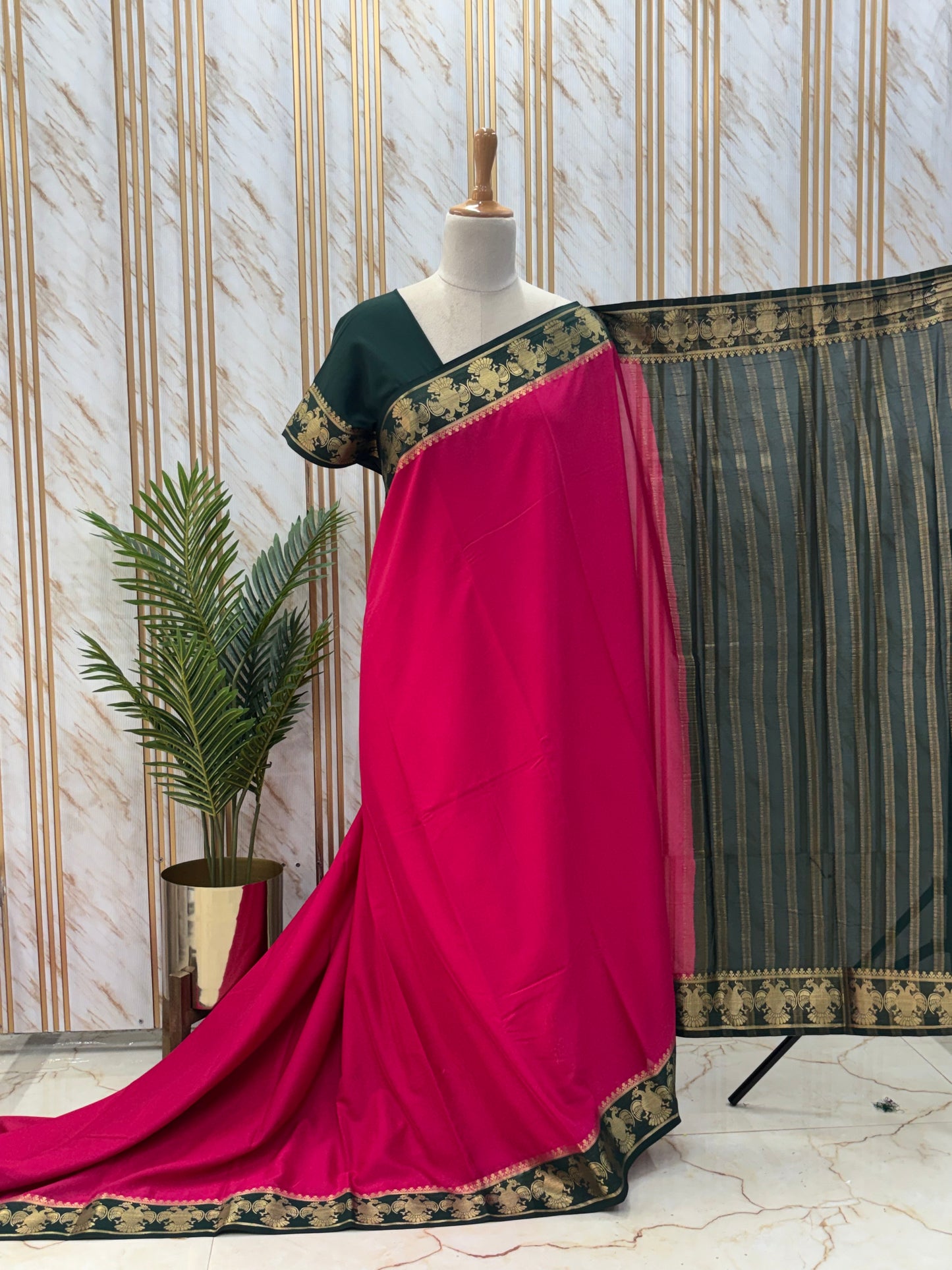 Semi Mysore Crepe (Contrast, Gandabherunda Border)