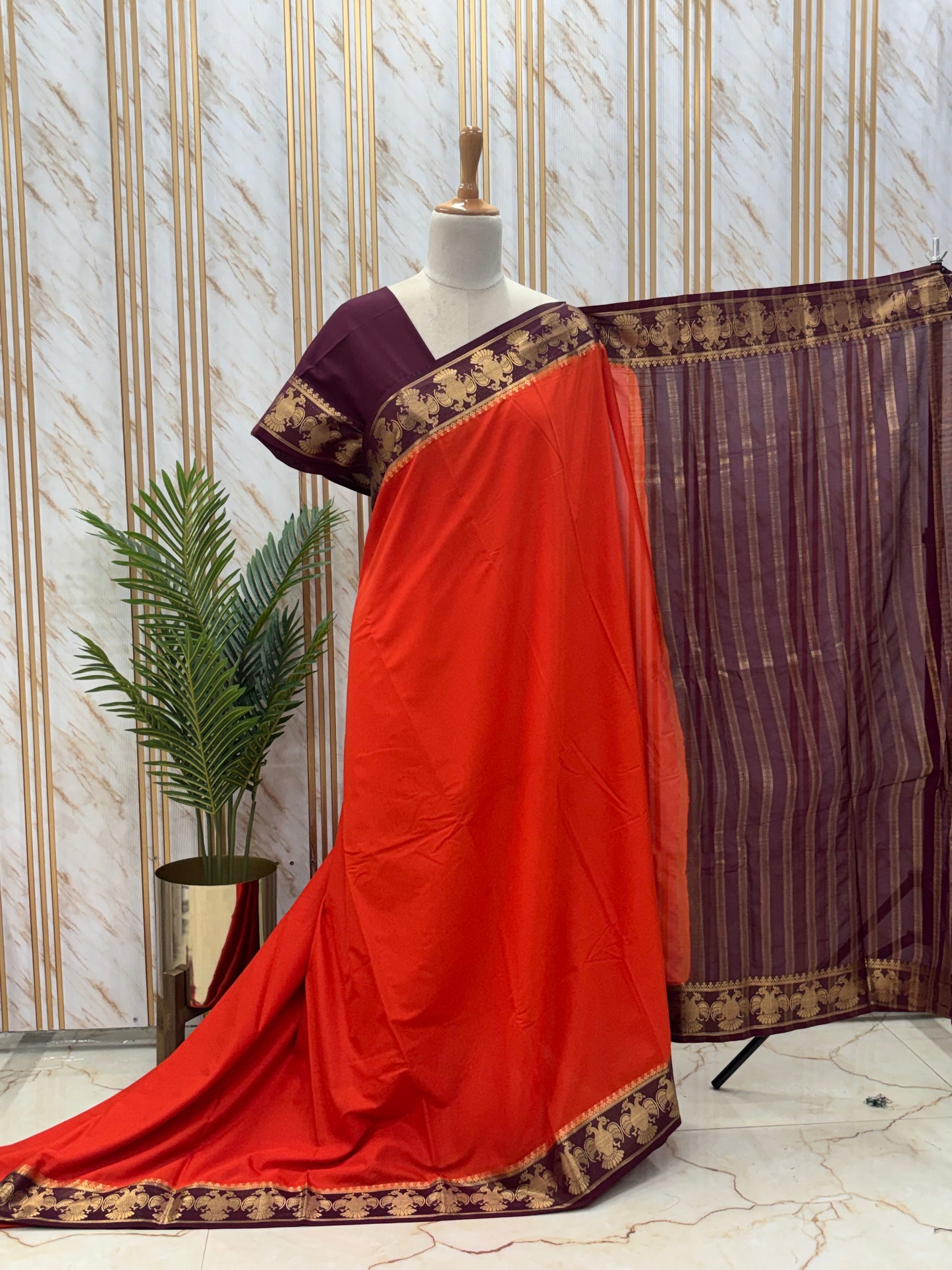 Semi Mysore Crepe (Contrast, Gandabherunda Border)