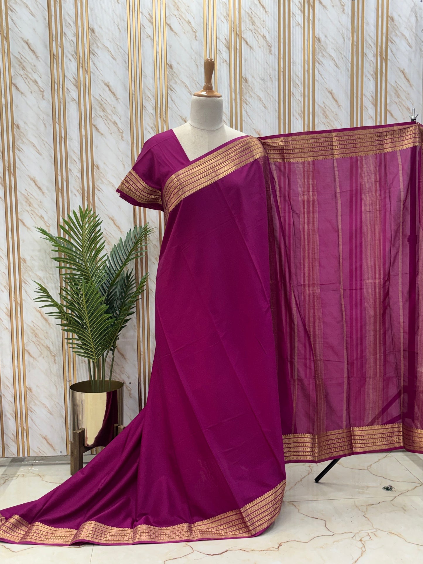 Semi Mysore Crepe (Self Sequence Mango Border)