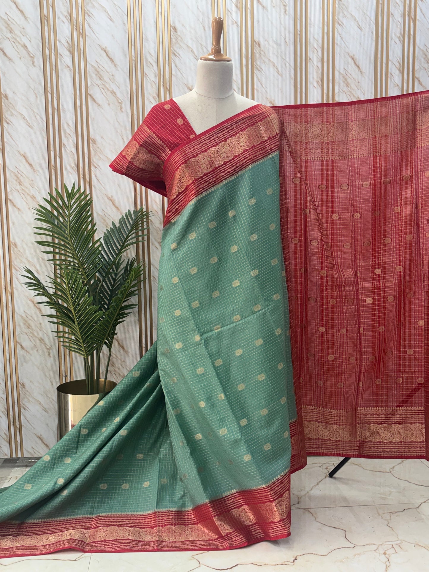 Georgette Crepe (Checks, Elephants Border)